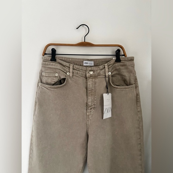 ZARA | BNWT turn up wide leg crop in stone | size 12 - Picture 3 of 5